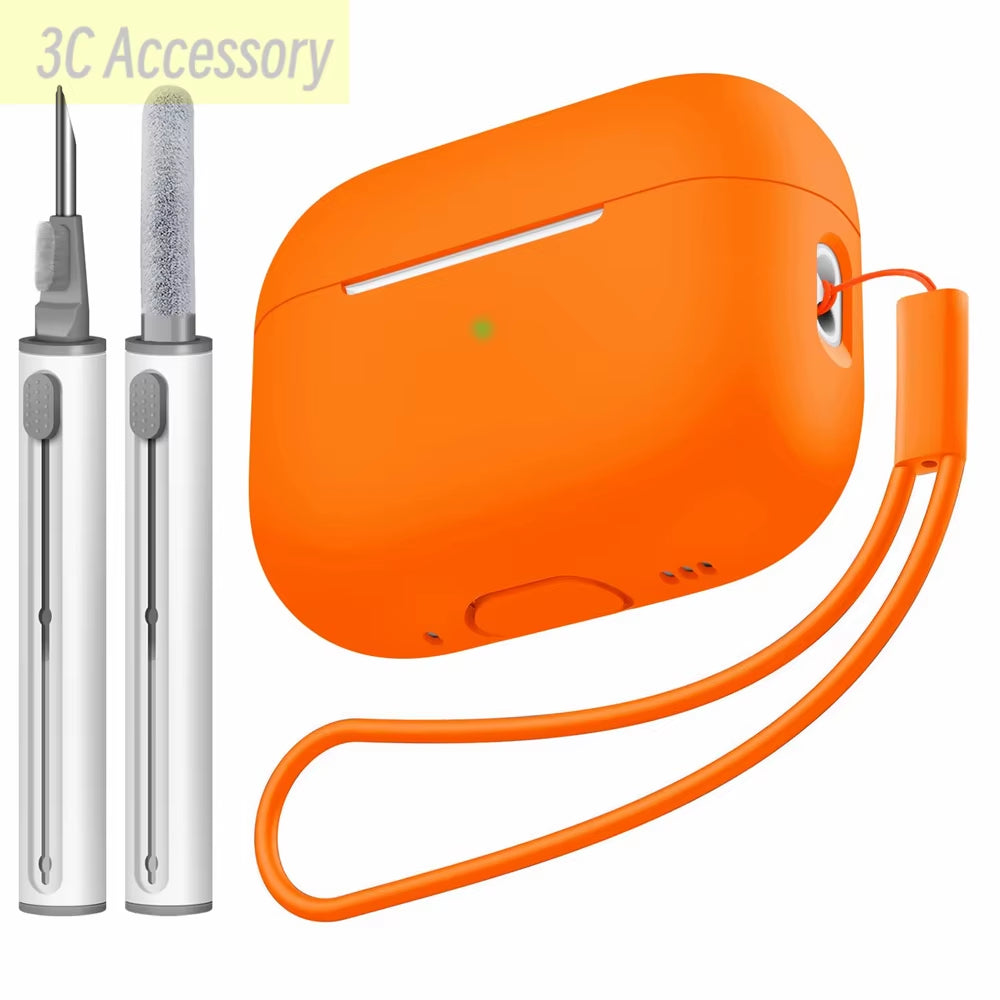 For 2022 Apple Airpods Pro 2 Protective Case Soft Skins Case with Cleaning Kit and Lanyard for Airpod Pro [Visible Front LED]