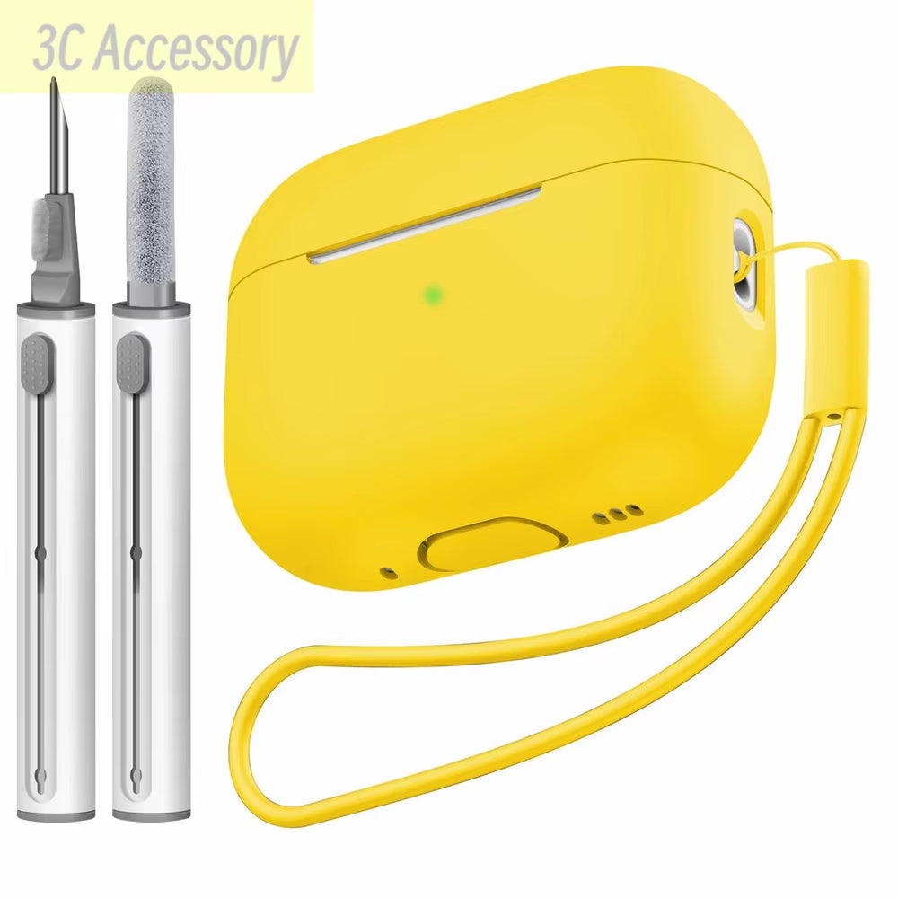 For 2022 Apple Airpods Pro 2 Protective Case Soft Skins Case with Cleaning Kit and Lanyard for Airpod Pro [Visible Front LED]