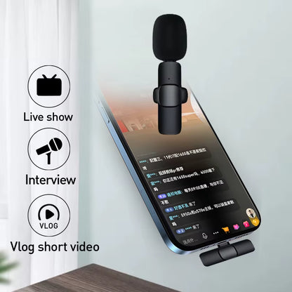 Wireless Lavalier Microphone Portable Audio Video Recording Mini Mic for Iphone Android Live Broadcast Gaming Phone Microphone