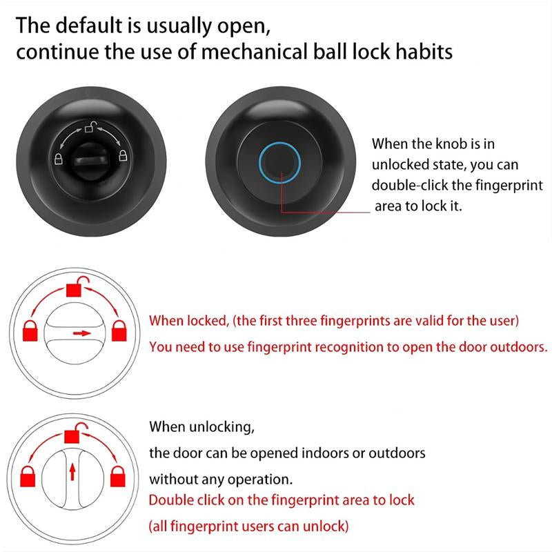 Smart Fingerprint Door Lock, 1Pc Smart Lock with Anti-Theft Function, Intelligent Door Knob with APP Suitable for Rooms, Offices, Apartments, Warehouses, and Garages 2025 #Fathersdaygift Handle Hardware