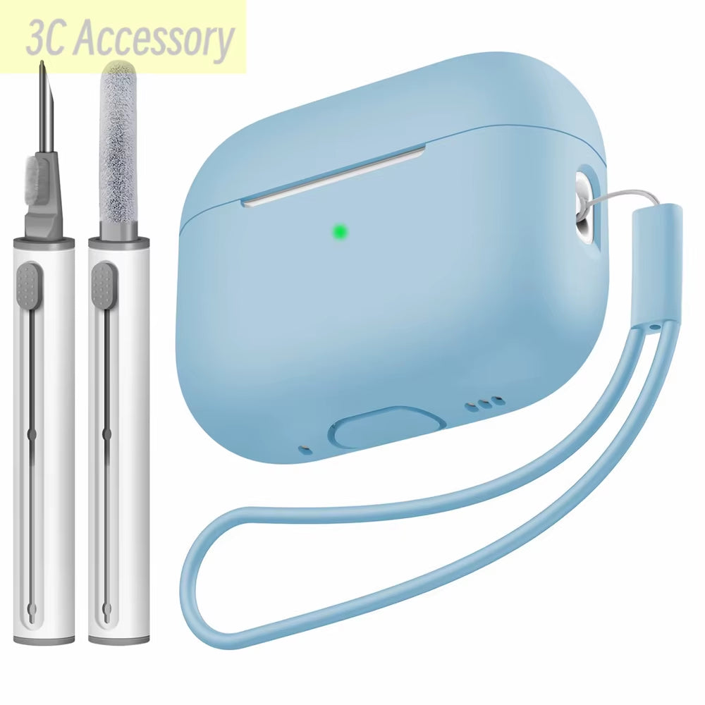 For 2022 Apple Airpods Pro 2 Protective Case Soft Skins Case with Cleaning Kit and Lanyard for Airpod Pro [Visible Front LED]
