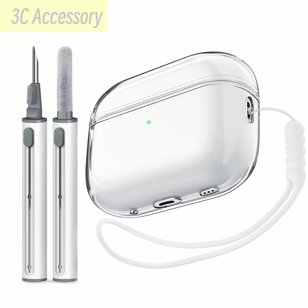 For 2022 Apple Airpods Pro 2 Protective Case Soft Skins Case with Cleaning Kit and Lanyard for Airpod Pro [Visible Front LED]