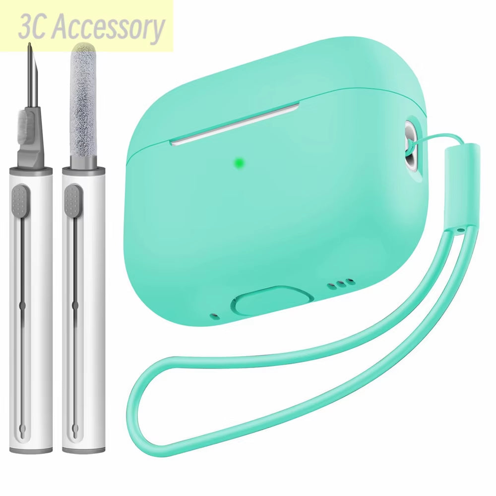 For 2022 Apple Airpods Pro 2 Protective Case Soft Skins Case with Cleaning Kit and Lanyard for Airpod Pro [Visible Front LED]