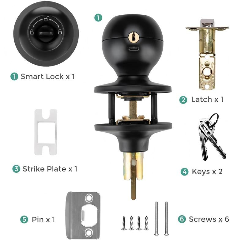 Smart Fingerprint Door Lock, 1Pc Smart Lock with Anti-Theft Function, Intelligent Door Knob with APP Suitable for Rooms, Offices, Apartments, Warehouses, and Garages 2025 #Fathersdaygift Handle Hardware