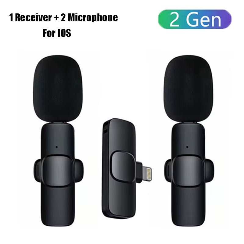 Wireless Lavalier Microphone Portable Audio Video Recording Mini Mic for Iphone Android Live Broadcast Gaming Phone Microphone