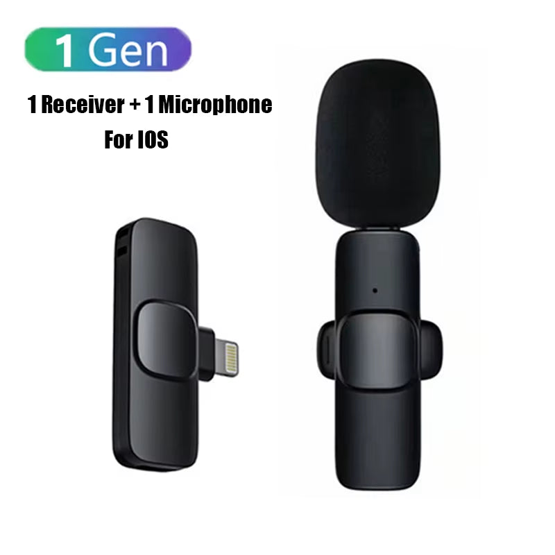 Wireless Lavalier Microphone Portable Audio Video Recording Mini Mic for Iphone Android Live Broadcast Gaming Phone Microphone