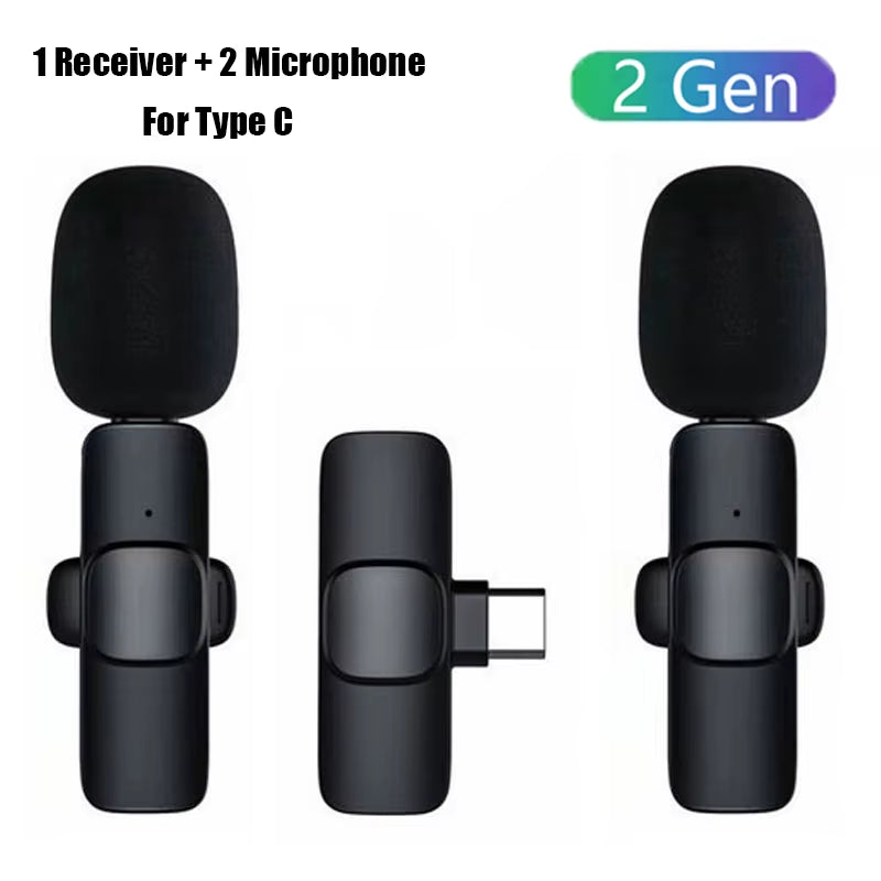 Wireless Lavalier Microphone Portable Audio Video Recording Mini Mic for Iphone Android Live Broadcast Gaming Phone Microphone