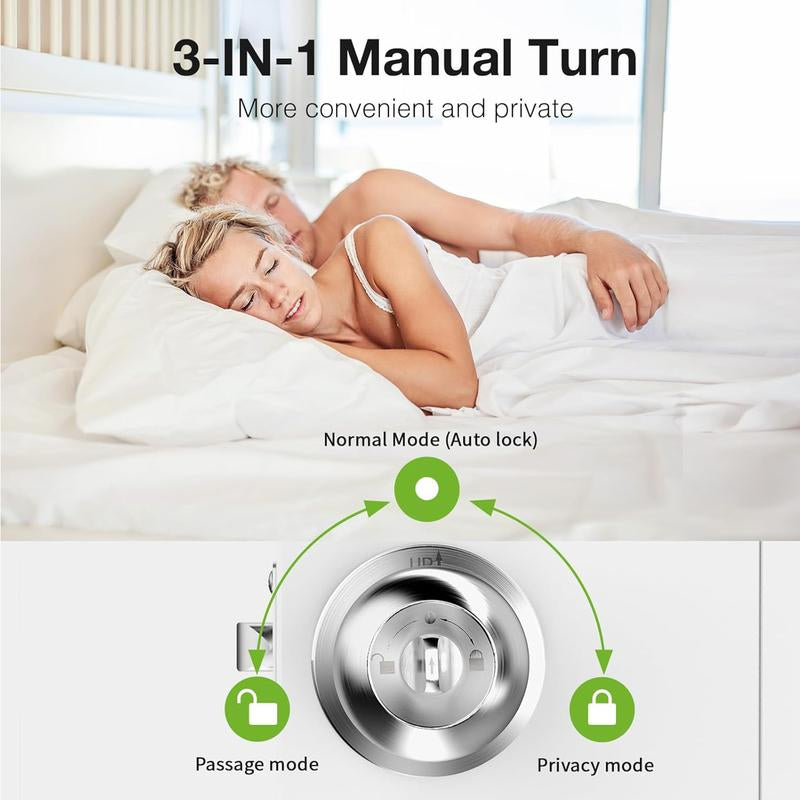 Smart Fingerprint Door Lock, 1Pc Smart Lock with Anti-Theft Function, Intelligent Door Knob with APP Suitable for Rooms, Offices, Apartments, Warehouses, and Garages 2025 #Fathersdaygift Handle Hardware