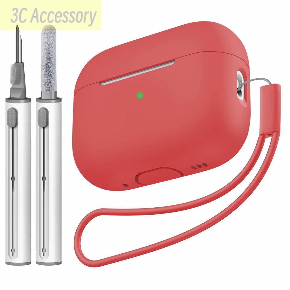 For 2022 Apple Airpods Pro 2 Protective Case Soft Skins Case with Cleaning Kit and Lanyard for Airpod Pro [Visible Front LED]