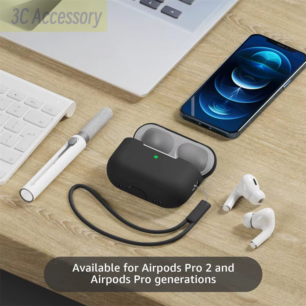 For 2022 Apple Airpods Pro 2 Protective Case Soft Skins Case with Cleaning Kit and Lanyard for Airpod Pro [Visible Front LED]