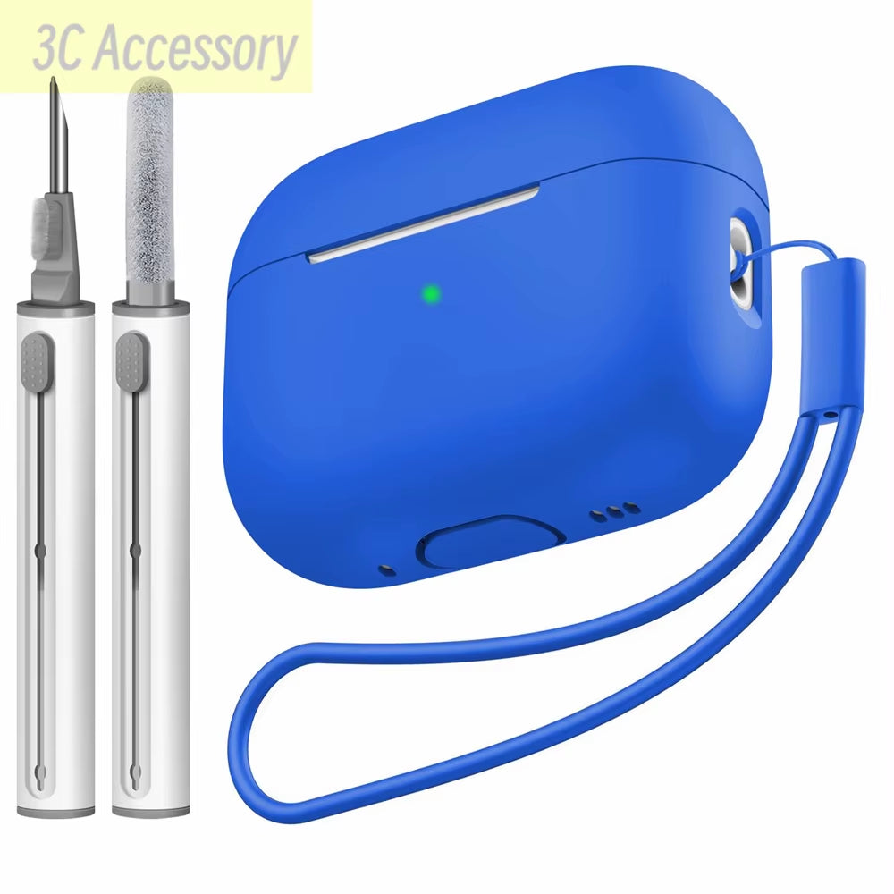 For 2022 Apple Airpods Pro 2 Protective Case Soft Skins Case with Cleaning Kit and Lanyard for Airpod Pro [Visible Front LED]