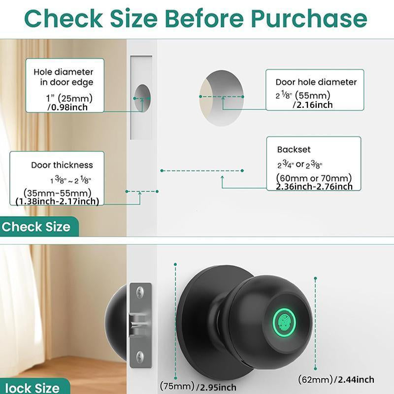 Smart Fingerprint Door Lock, 1Pc Smart Lock with Anti-Theft Function, Intelligent Door Knob with APP Suitable for Rooms, Offices, Apartments, Warehouses, and Garages 2025 #Fathersdaygift Handle Hardware