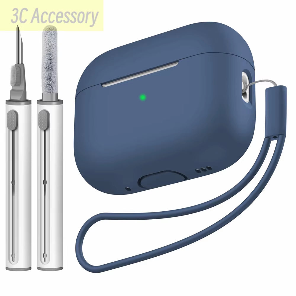 For 2022 Apple Airpods Pro 2 Protective Case Soft Skins Case with Cleaning Kit and Lanyard for Airpod Pro [Visible Front LED]