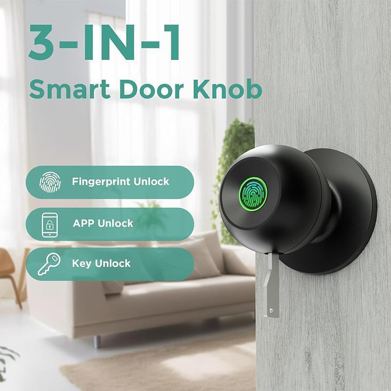 Smart Fingerprint Door Lock, 1Pc Smart Lock with Anti-Theft Function, Intelligent Door Knob with APP Suitable for Rooms, Offices, Apartments, Warehouses, and Garages 2025 #Fathersdaygift Handle Hardware