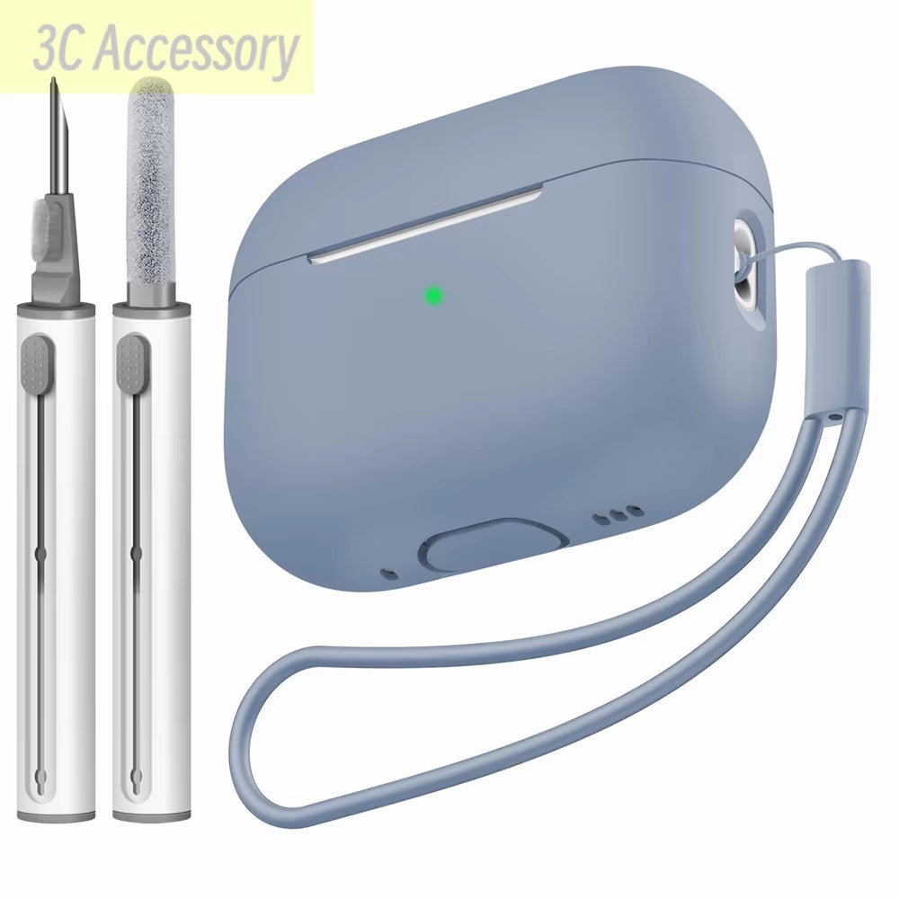 For 2022 Apple Airpods Pro 2 Protective Case Soft Skins Case with Cleaning Kit and Lanyard for Airpod Pro [Visible Front LED]