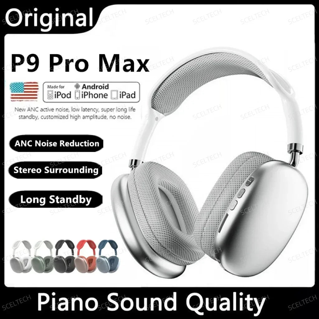 Active Noise Cancelling Headphones, Wireless Over Ear Bluetooth Headphones, 60H Playtime, Lightweight Folding Deep Bass Comfort Fit Ear Cups Headset with Mic for iPad/Travel/PC/Home Silver - Tech Drop X