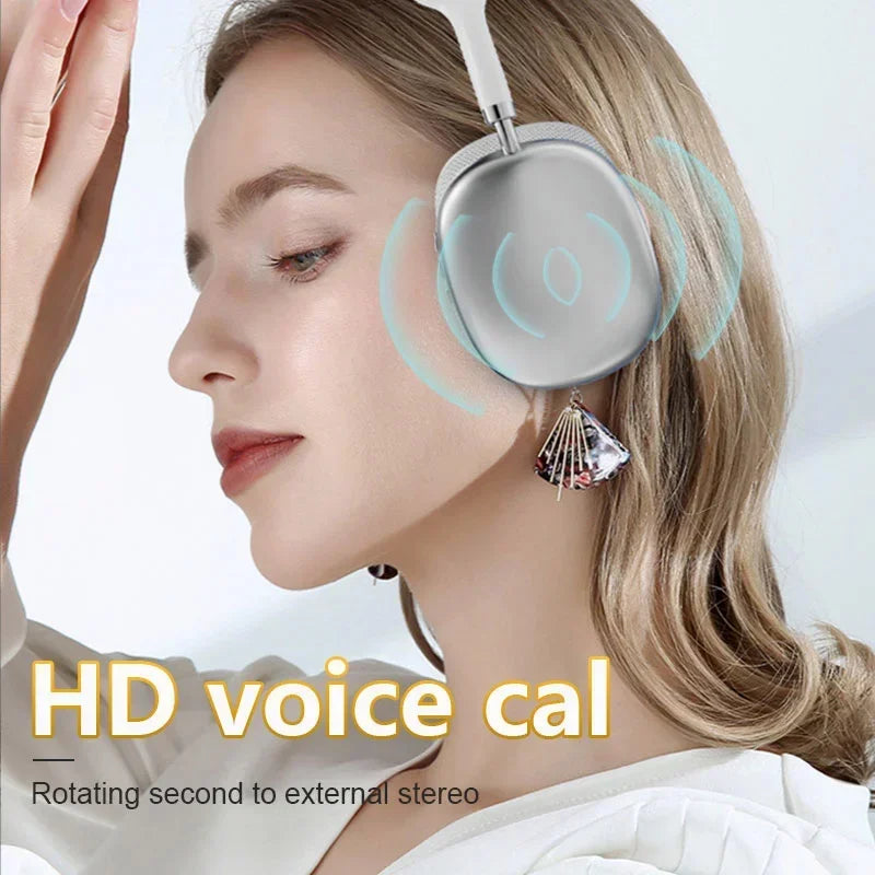 Active Noise Cancelling Headphones, Wireless Over Ear Bluetooth Headphones, 60H Playtime, Lightweight Folding Deep Bass Comfort Fit Ear Cups Headset with Mic for iPad/Travel/PC/Home Silver - Tech Drop X