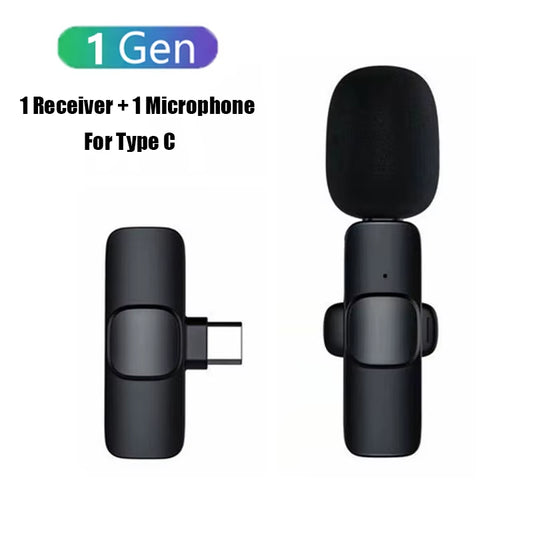 Wireless Lavalier Microphone Portable Audio Video Recording Mini Mic for Iphone Android Live Broadcast Gaming Phone Microphone