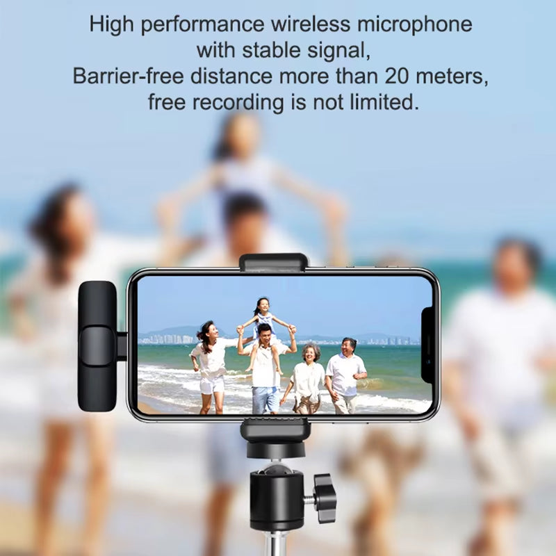 Wireless Lavalier Microphone Portable Audio Video Recording Mini Mic for Iphone Android Live Broadcast Gaming Phone Microphone