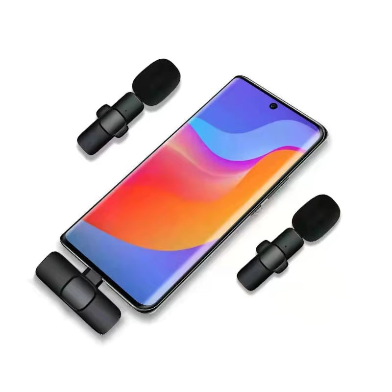 Wireless Lavalier Microphone Portable Audio Video Recording Mini Mic for Iphone Android Live Broadcast Gaming Phone Microphone