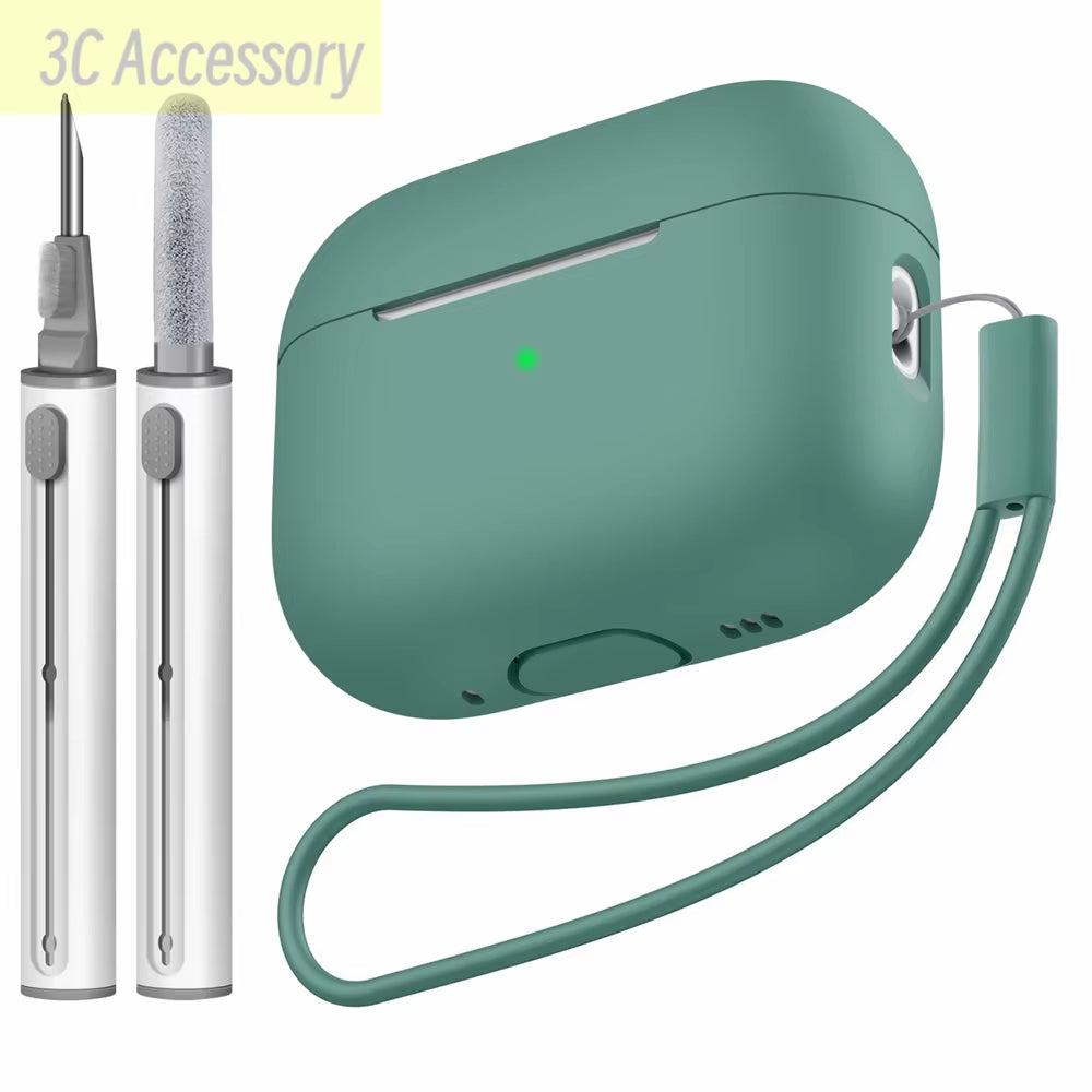 For 2022 Apple Airpods Pro 2 Protective Case Soft Skins Case with Cleaning Kit and Lanyard for Airpod Pro [Visible Front LED]